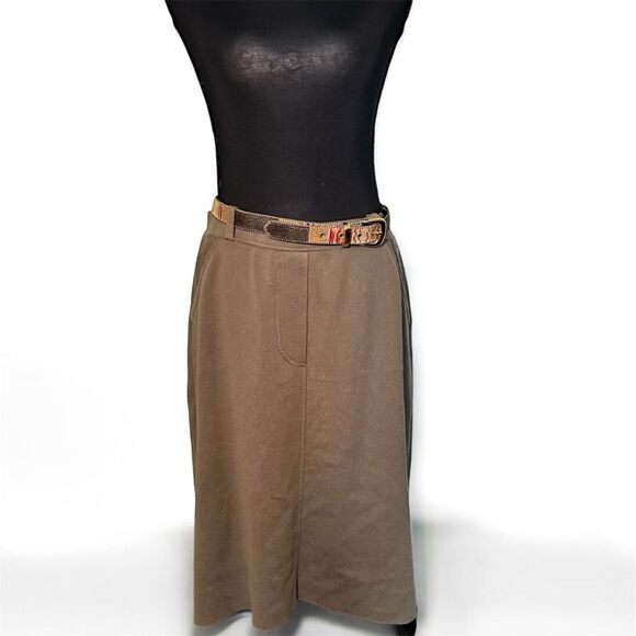 Sonia Rykiel Vintage Green Midi Skirt With Belt L - Picture 1 of 7